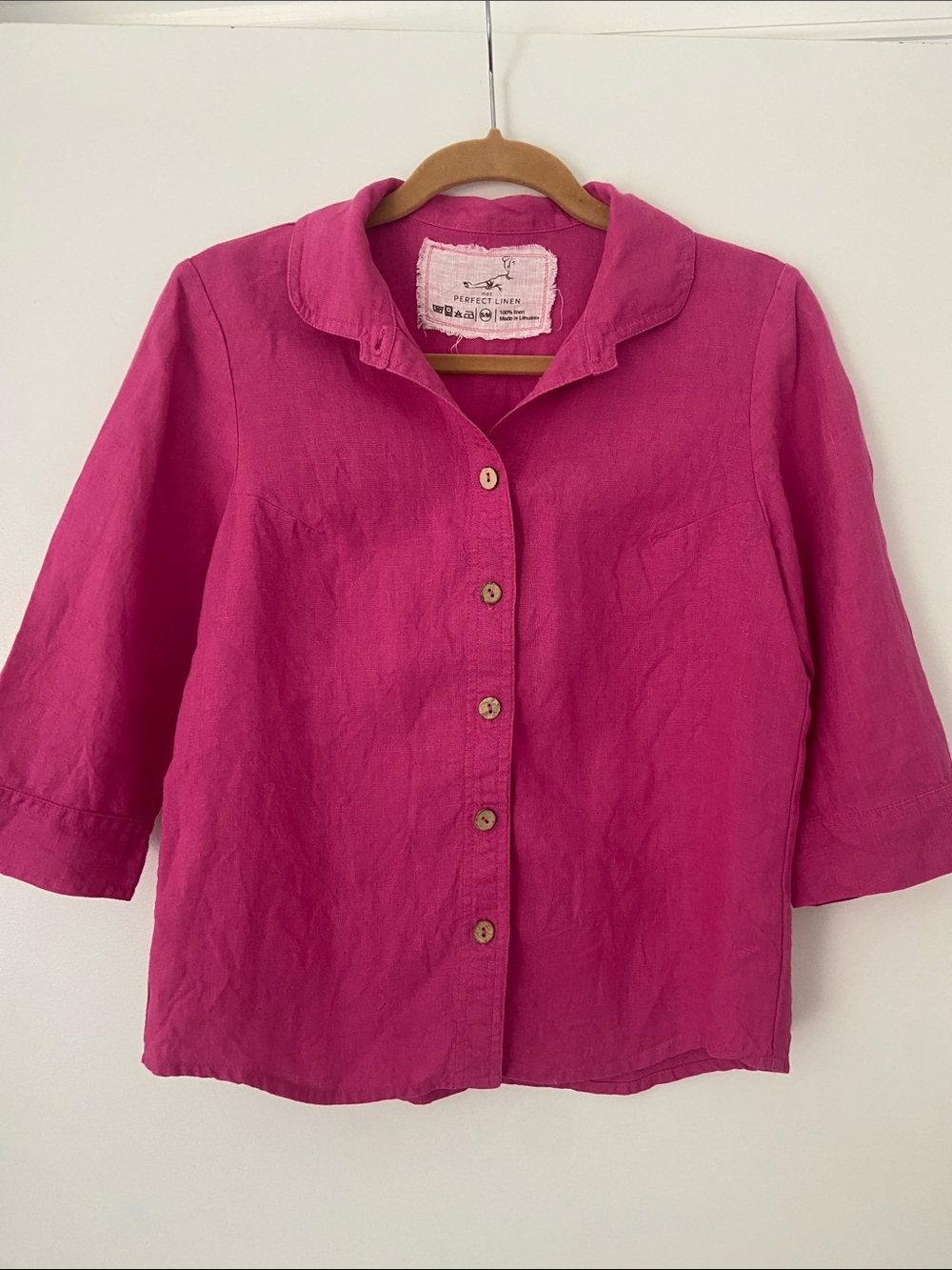 Not PERFECT LINEN Pink Button-Front Shirt Jacket